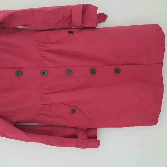 Burberry Polyester Orange Red Lightweight Mid Length Gathered Skirt Trench Coat - Picture 5 of 12
